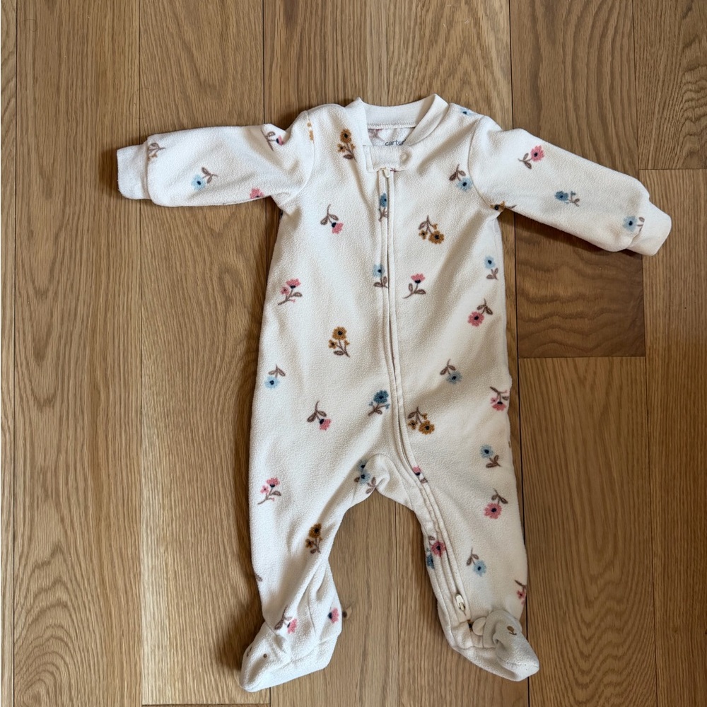 Carter's Cream Floral Footie One Piece